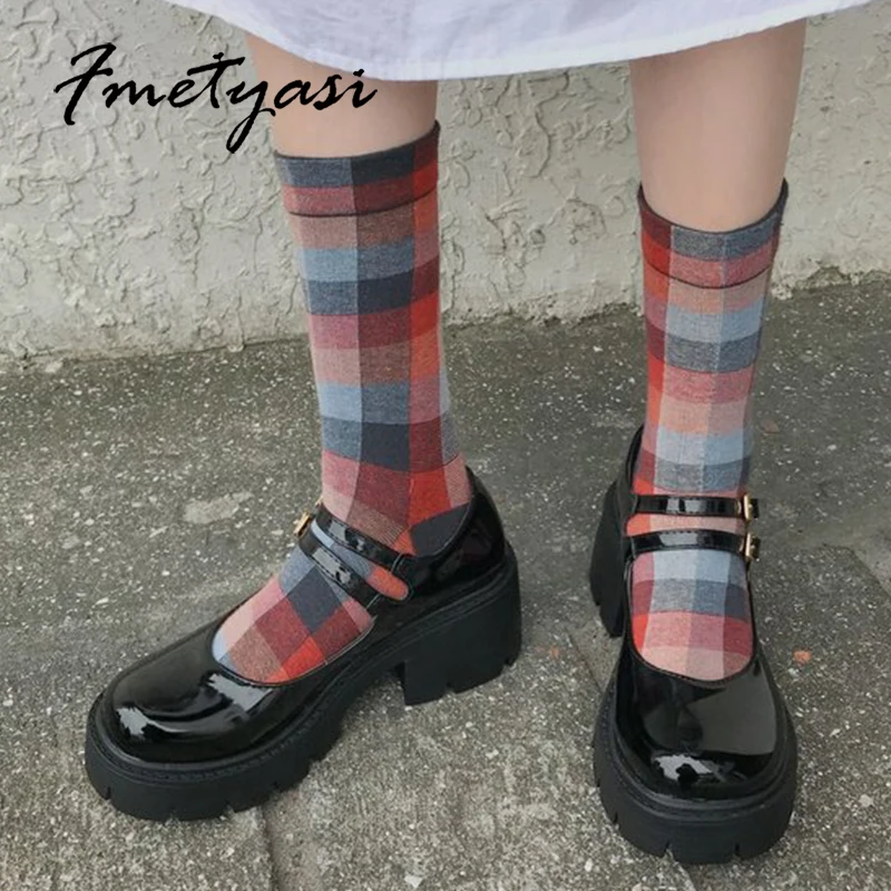 Mary Janes Lolita Women Shoes Fashion Patent Leather Platform JK Uniform Heels Comfortable College Style Girl Student Pumps