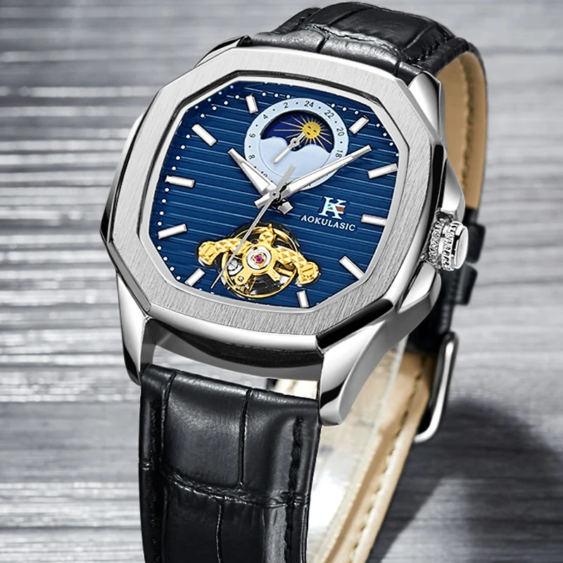Aokulasic Tourbillon автоматические механические мужские наручные часы военные