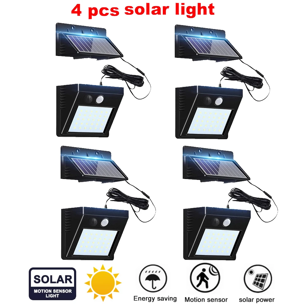 

Уличный светильник на солнечной батарее с 30 светодиодами, водонепроницаемый энергосберегающий настенный светильник для сада и безопаснос...