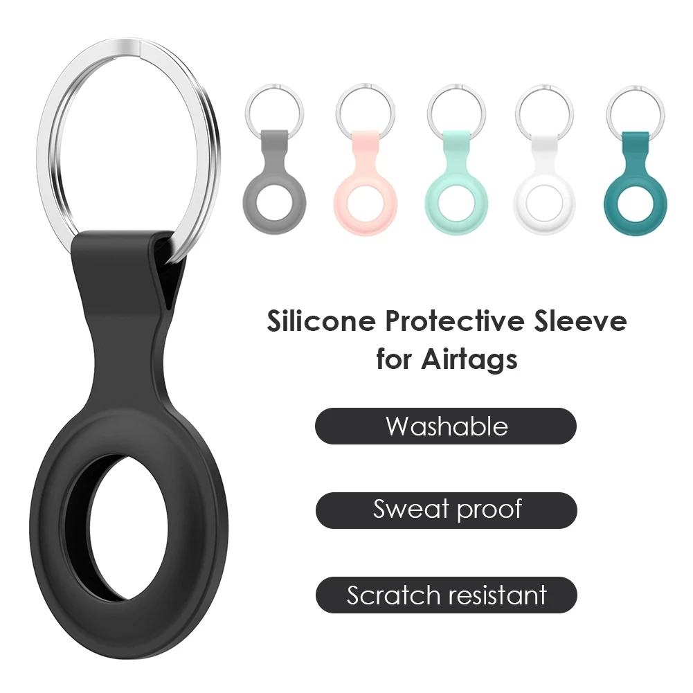for apple airtags liquid silicone protective case cover for apple locator tracker anti lost device keychain protective sleeve free global shipping