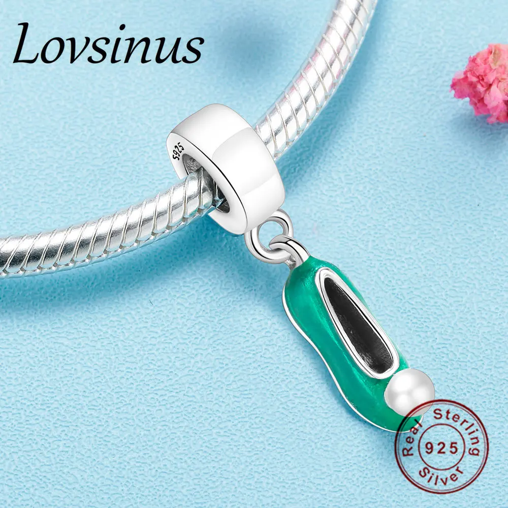 Стерлинговое Серебро 925 пробы болтающаяся обувь с бусинами оригинальный