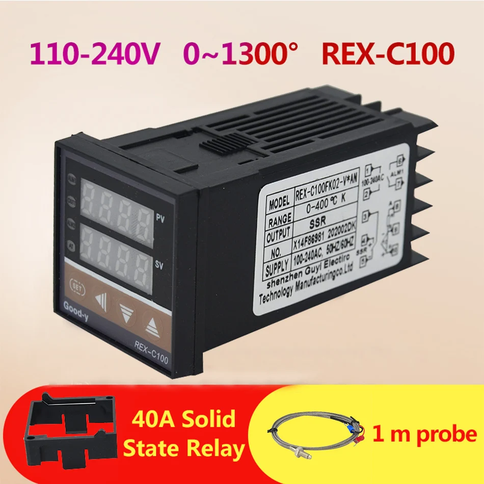 Цифровой ПИД-регулятор температуры с датчиком зонда типа K 110 В до 240 от 0 1300