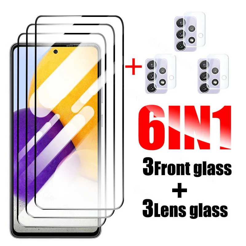 

Tempered glass On For Samsung Galaxy A72 Full Screen Protector Sumsung A72 A52 A42 A32 A12 Lens Protective Film Safety Glass