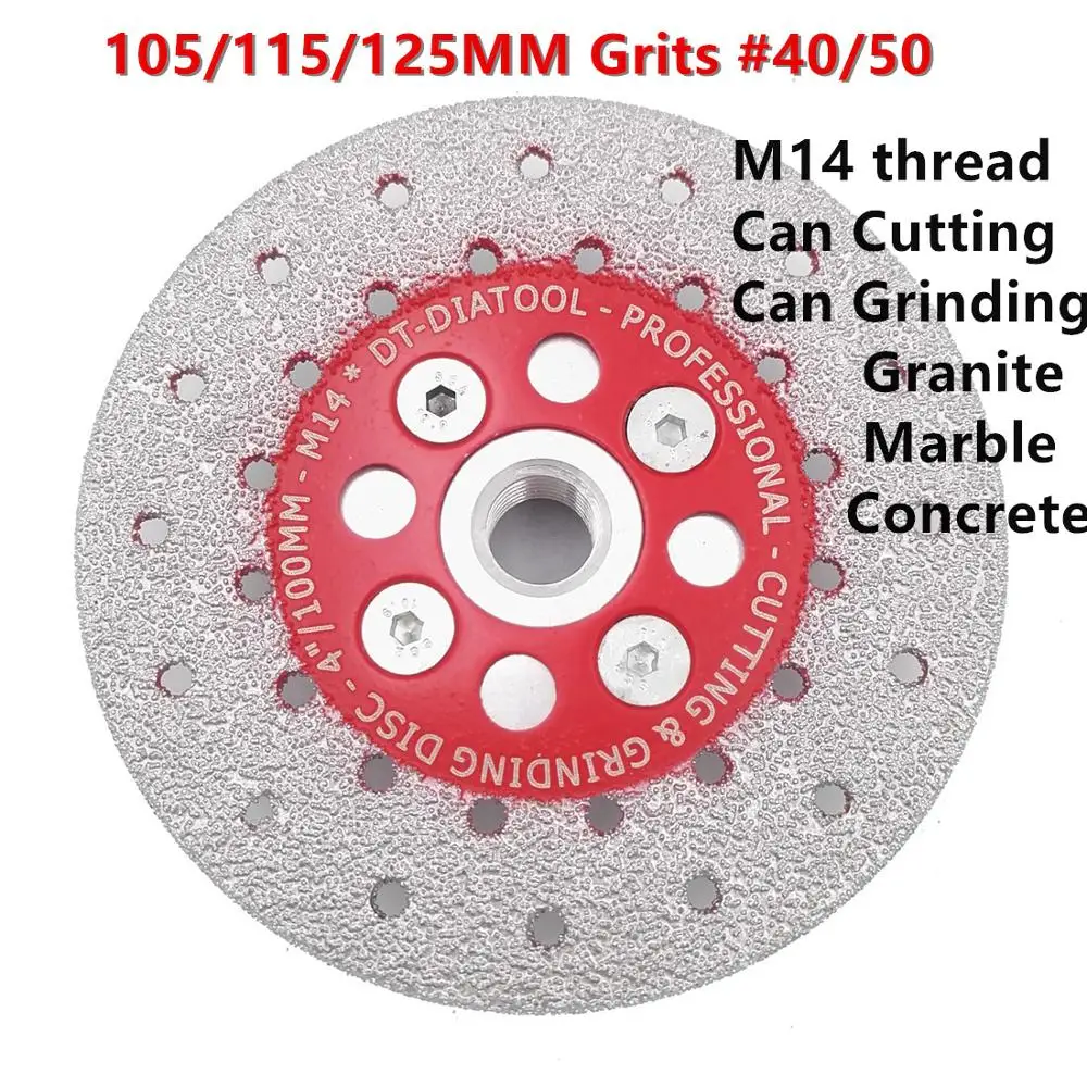 

DT-DIATOOL 1pc Double Side Coated Diamond Cutting Wheel Grinding Disc for Granite Marble M14 or 5/8-11 thread Dia 100/115/125mm