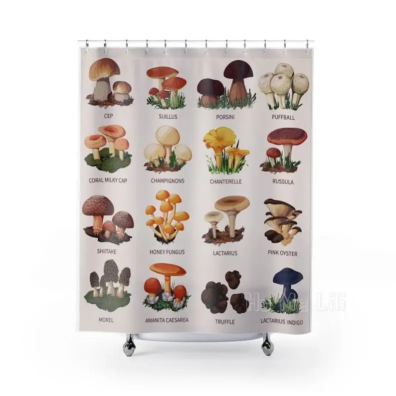 

Mushroom Shower Curtain Beige Bathroom Decor