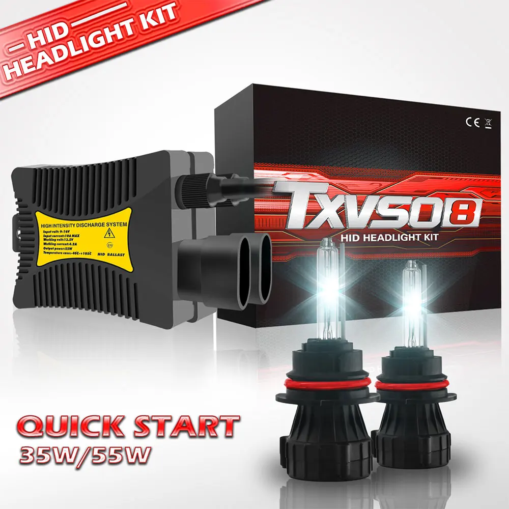 

TXVSO8 Universal 9004 Xenon Kit 12V HB1 Car Headlights Bulbs 55W HID Lamps 3000K 4300K 5000K 6000K 8000K 10000K 12000K Lights
