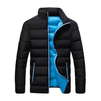 mens thickened warm parka coat casual jacket solid color coat stand collar windproof thickened cotton new winter