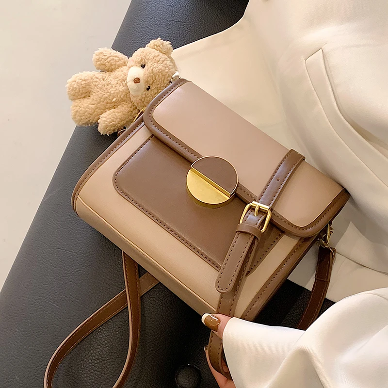 

Classic Female Bag 2022 Hot Sale Bag Autumn/winter New Style Messenger Bag Ins Fashion Shoulder Bag Hit Color Square Bag