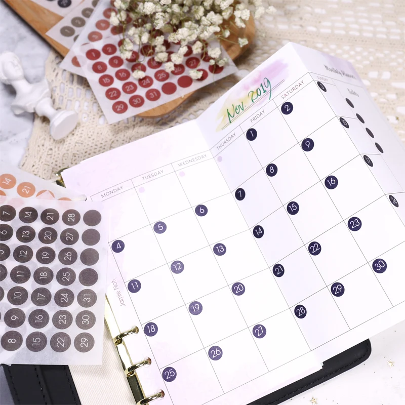 MyPretties Round Label Dot Stickers Number Planner Weekly Daily Schedule Mark Agenda Stationery | Канцтовары для офиса и дома