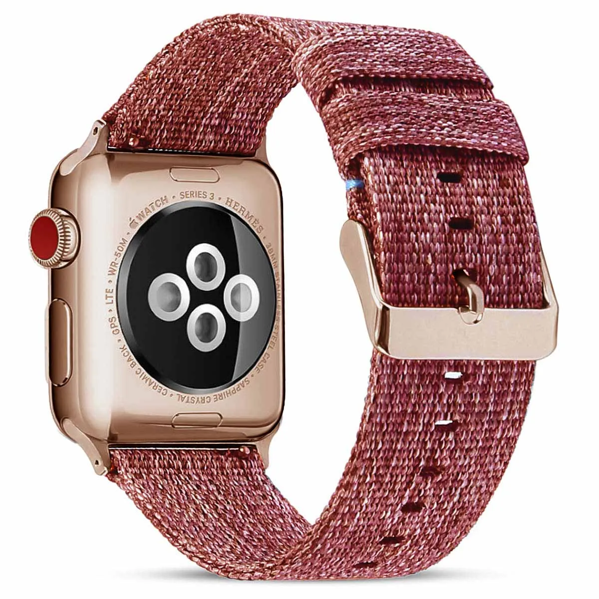 Ярко-розовый Тканый нейлоновый ремешок для наручных часов Apple Watch серии 3/2/1 38 мм 42 мм дышащий сменный ремешок Спортивные петли для наручных часов iwatch серии 5 4 40 мм 44 мм - Цвет ремешка: Ярко-розовый