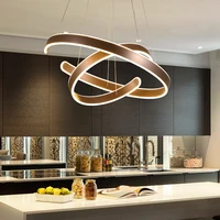 ac90 264vmodern pendant lights for living room dining room geometry circle rings acrylic aluminum body led lighting ceiling lamp