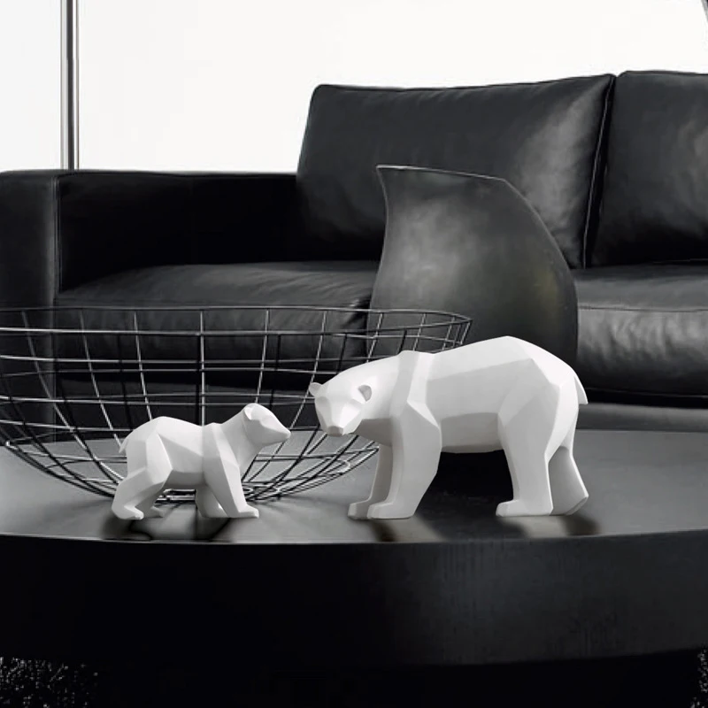 

Abstract Resin Polar Bear Statue Sculpture Geometric Furnishing Home Decoration Accessories Modern Christmas Gift Animal Statues
