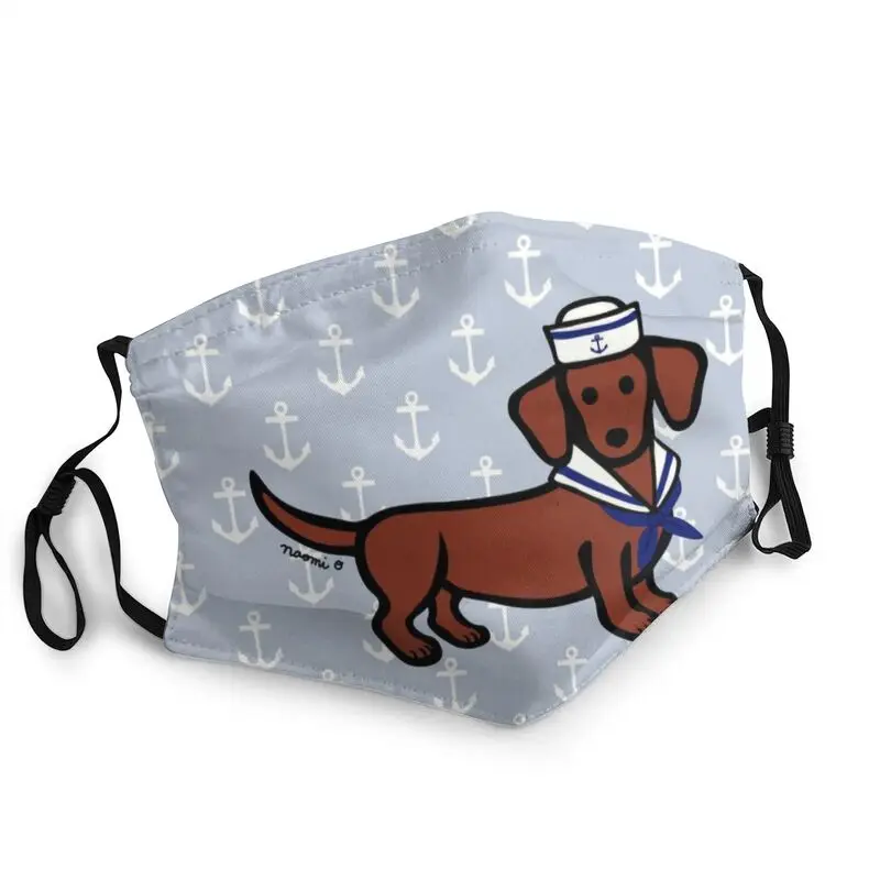 

Red Smooth Dachshund Sailor Non-Disposable Face Mask Adult Unisex Wiener Badger Dog Protection Cover Respirator Mouth Muffle