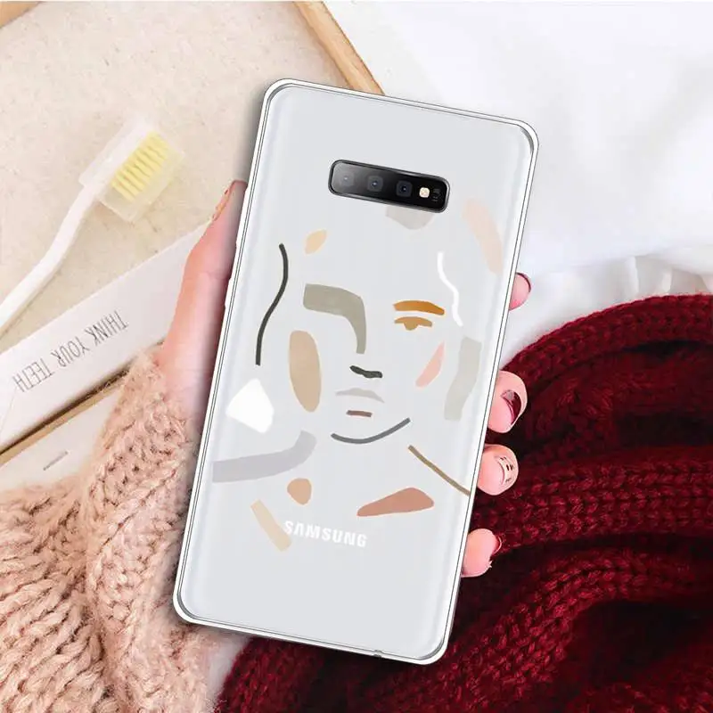 

Abstract line face art Phone Case Transparent For Samsung Galaxy A 71 21s S note 8 9 10 plus 20 ultra