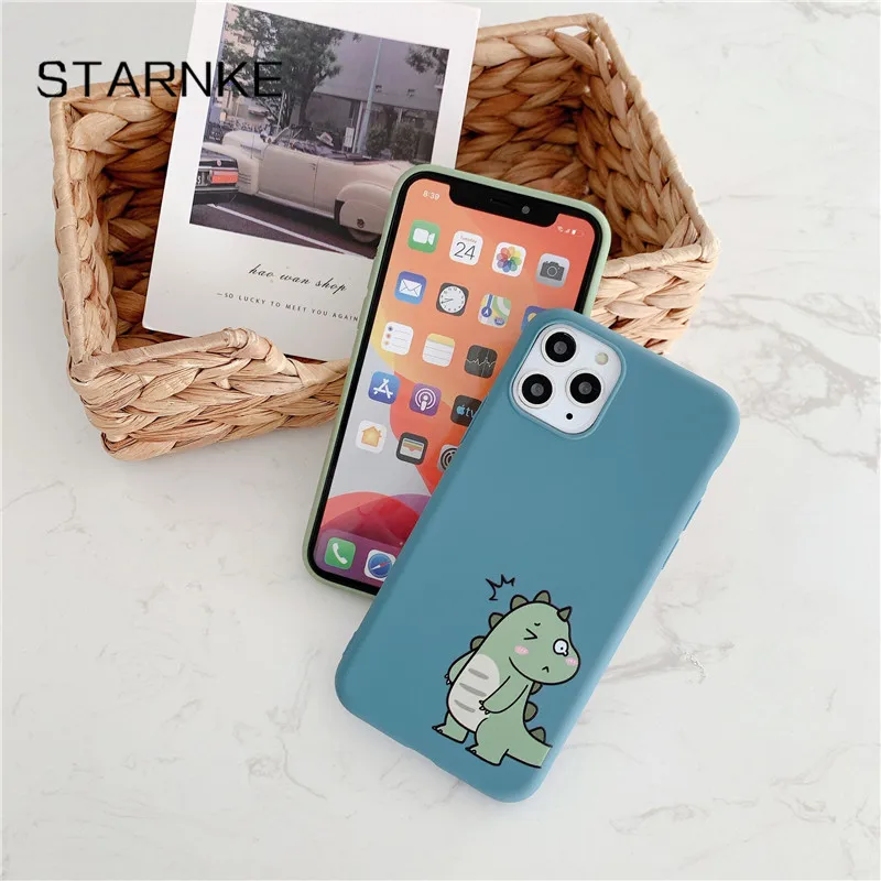 couples cartoon dinosaur case for iphone 12 mini 11 pro max se 2020 x xr xs max 8 6s 6 7 plus soft silicone cover free global shipping