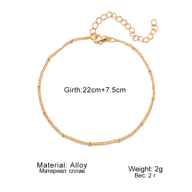 Браслеты-анклеты kinнародные женские модные цепочка с золотой бусиной винтажные