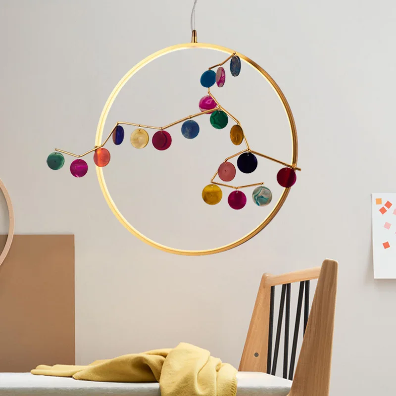 Подвесная люстра в скандинавском стиле роскошная оригинальная кольцевая из