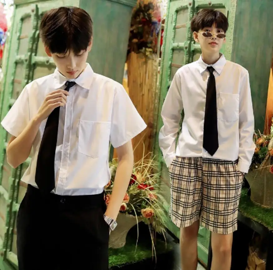 Новинка мужская и женская белая рубашка с длинными рукавами для студентов в