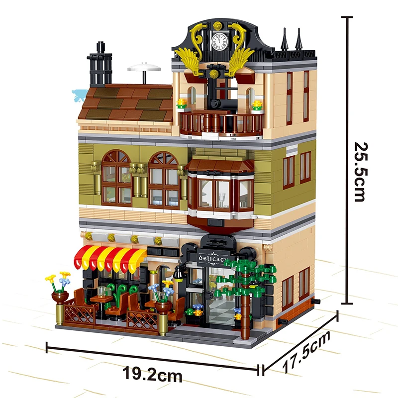 

1186pcs The Rome Restaurant Model Set City Street View Building Blocks Figures Architecture Bricks Kids Toys Gift