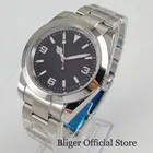 BLIGER 39 мм новые полированные стерильные 24 Драгоценности NH35 MIYOTA 8215 механические мужские часы с ремешком-устрицей с сапфировым стеклом