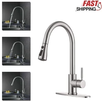 kitchen faucet brushed nickel single hole countertop installation rotatable hot and cold water mixer faucet pull out sink faucet