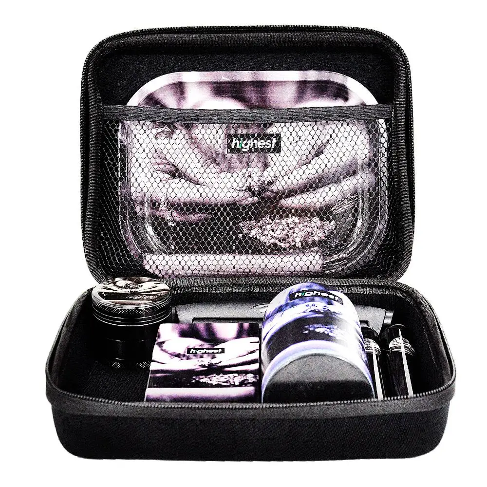 

HIGHEST Tobacco Kit Metal Rolling Tray Plastic Airtight Herb Container Zinc Alloy Smoking Grinder King Size Rolling Machine