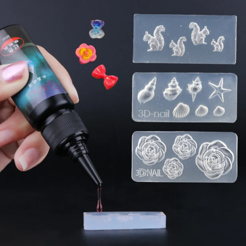 1 шт. форма для дизайна ногтей 3D клей силиконовые ногти резьба штамповка шаблон DIY
