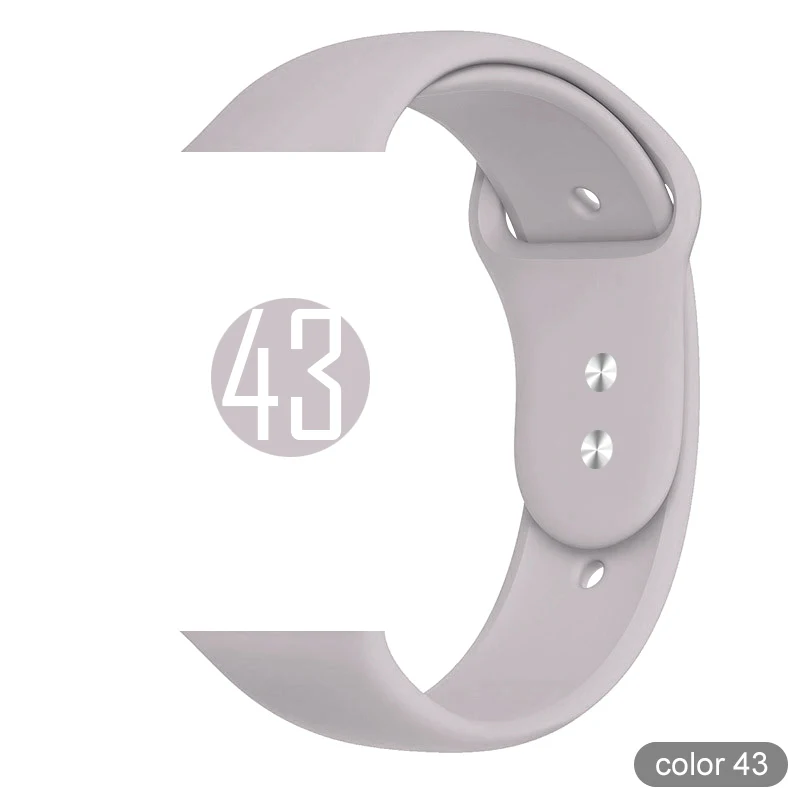 Мягкий силиконовый спортивный ремешок для Apple Watch 5 4 3 2 1 38 мм 42 мм, резиновый ремешок для часов Iwatch series 5 4 40 мм 44 мм - Цвет ремешка: Color 43