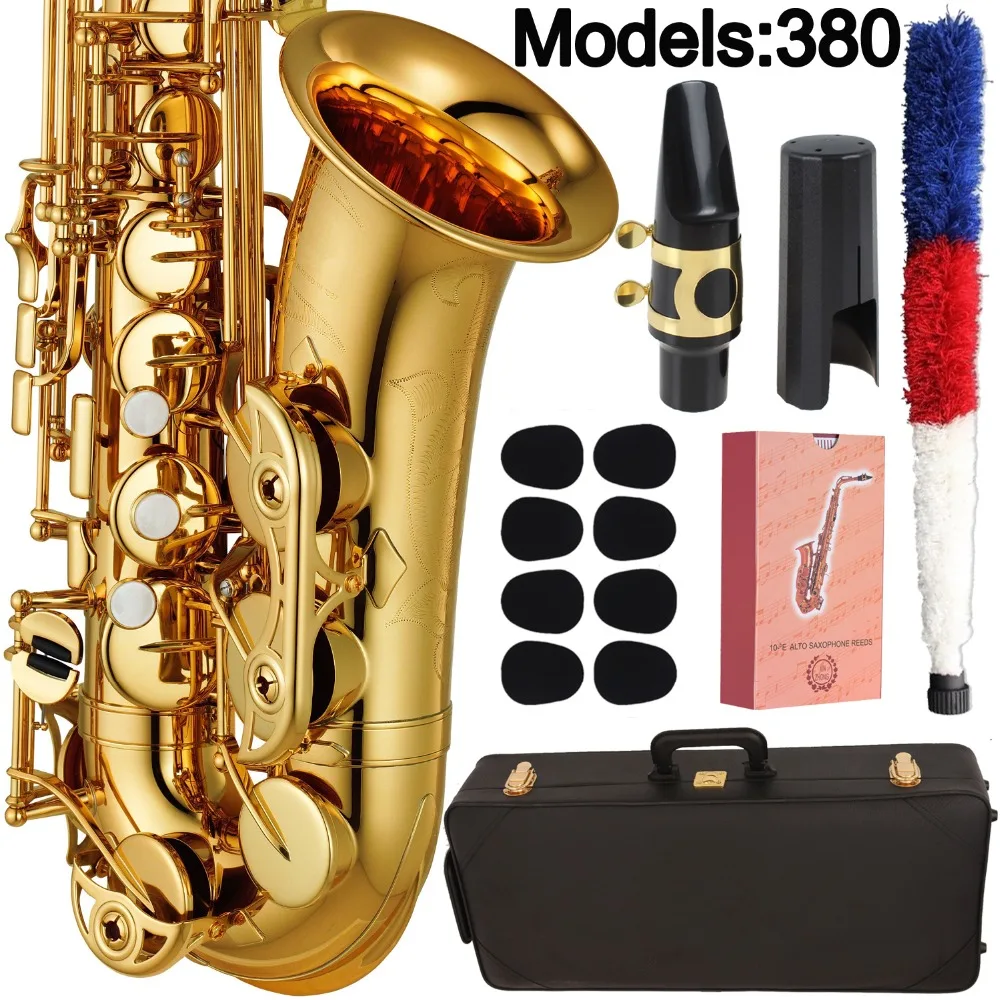 Новый японский альт-саксофон 380 Профессиональный альт-саксофон пользовательская серия высокий саксофон золотой лак с мундштуком тростники...