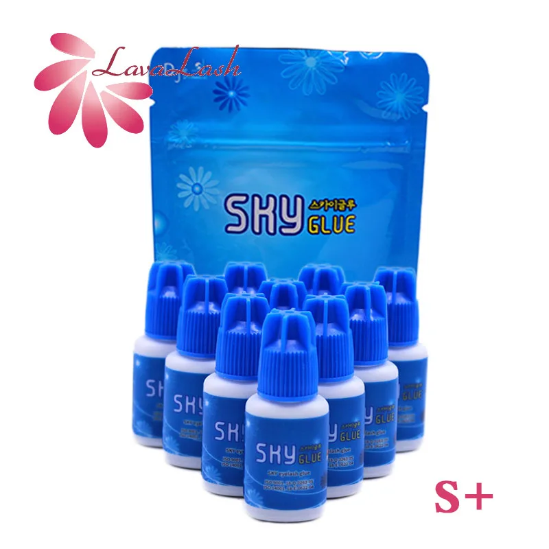 

10 Bottles SKY Glue for Eyelash Extension Korea Original Sky Plus 5ml Blue Cap Beauty Shop Makeups Tools Lasting with Sealed Bag