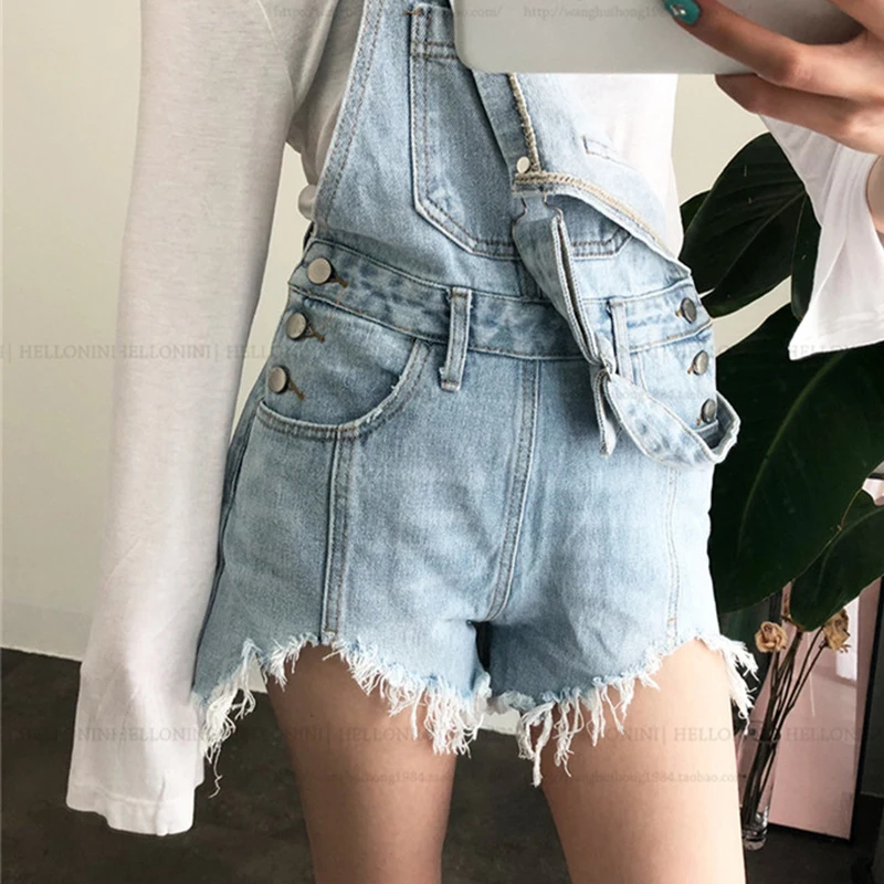 Женский джинсовый комбинезон лето 2020 Винтаж рваные короткие брюки летний ремень