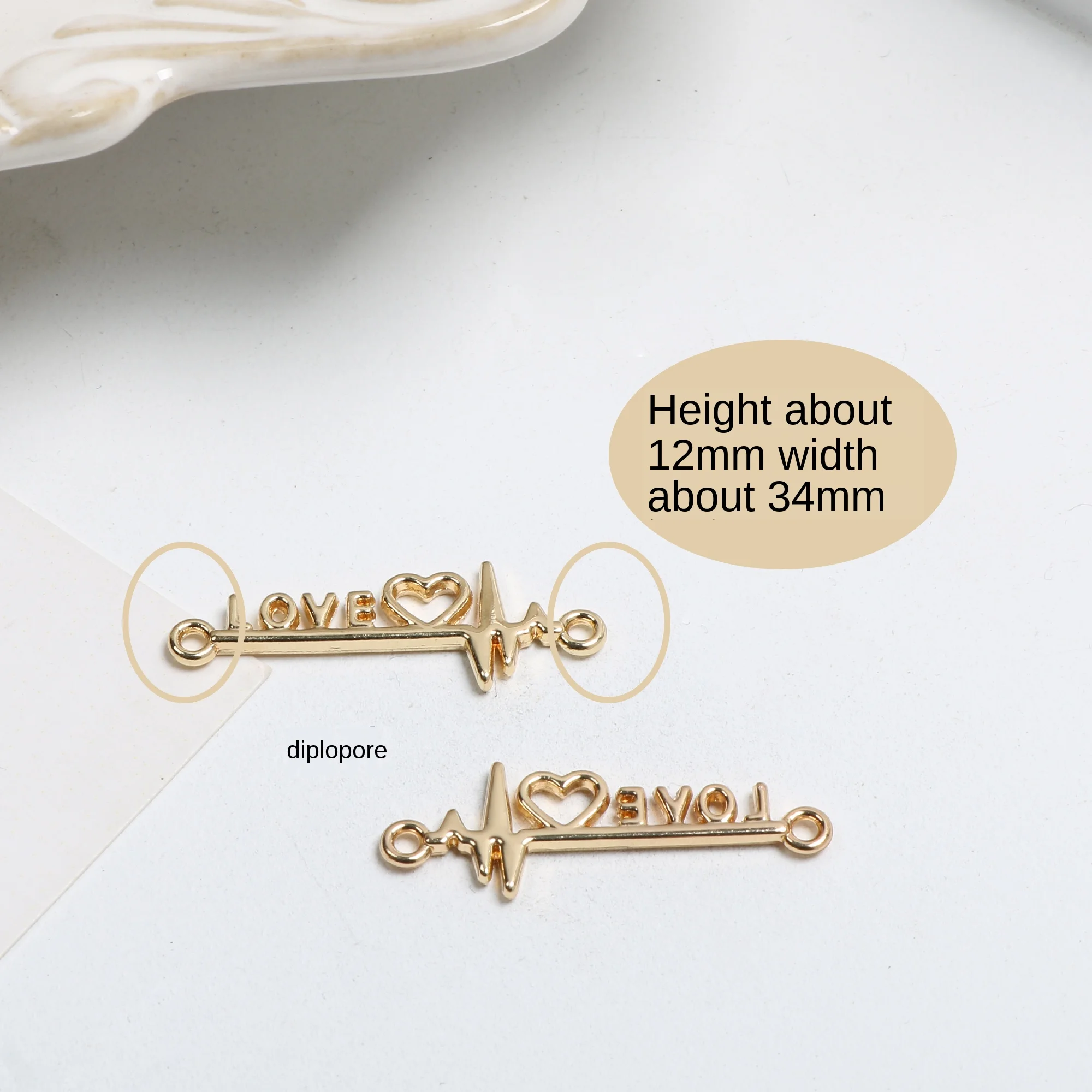 

Love your symbol Valentine's Love electrocardiogram double-hole alloy DIY handmade jewelry earrings nail accessory material