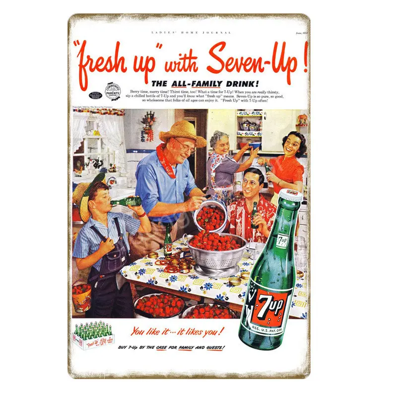 YD1565EI Безалкогольные 7up металлические жестяные знаки 7 UP ВИНТАЖНЫЙ ПЛАКАТ Искусство Настенная Наклейка картина бар паб кафе украшение домашний декор в стиле ретро YI-052 - Цвет: YD1565EI
