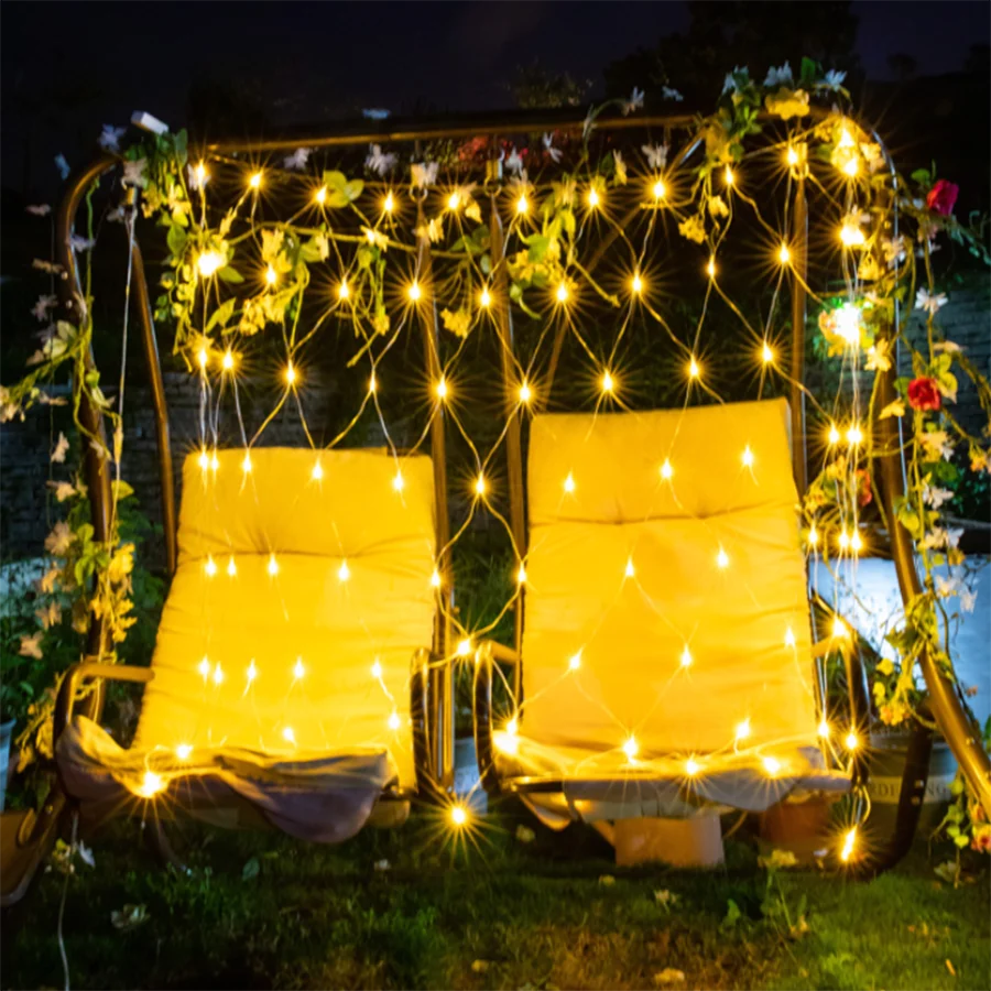 

СВЕТОДИОДНАЯ Гирлянда в виде сетки большого размера, Рождественская уличная декоративная лента для свадьбы, вечеринки, торгового центра, 1, ...