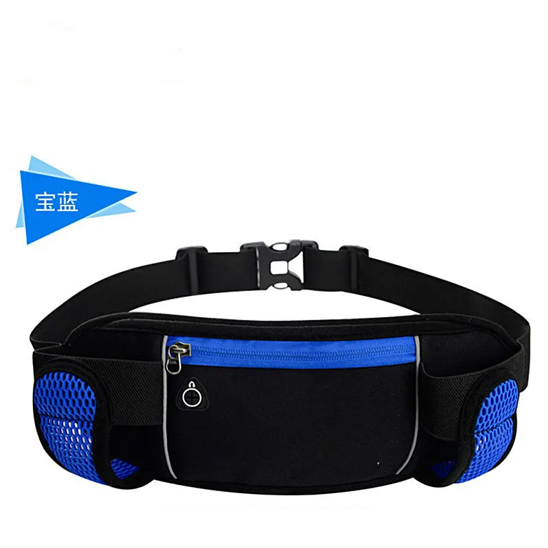 Running Bags Waist 2 Water Bottle Outdoor Camping Hiking Fitness Man Women Gym Lightweight Belt Bag Female Sports Fanny Packs - Цвет: DeepBlue
