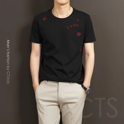 

Short-sleeved men's t-shirt casual breathable half-sleeved top 4055