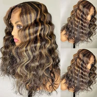 13x4 deep wave wig highlight 18 34 hd transparent lace front human hair wigs 150 pre plucked bleached knots remy brazilian hair
