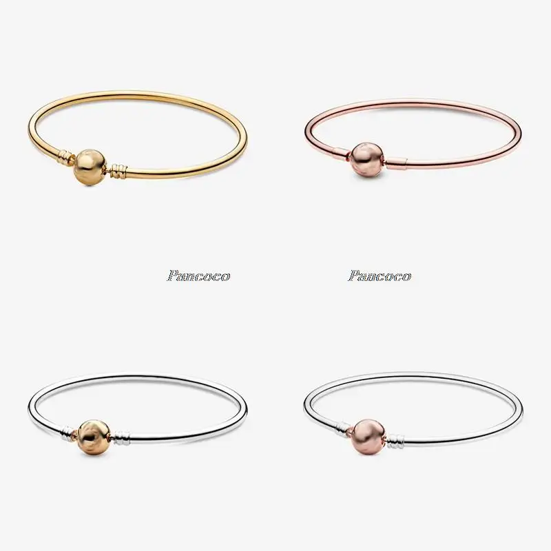 

925 Sterling Silver Rose Gold Ball Clasp Clip Suitable Smooth Bracelet Bangle Fit Bead Charm Diy Fashion Jewelry