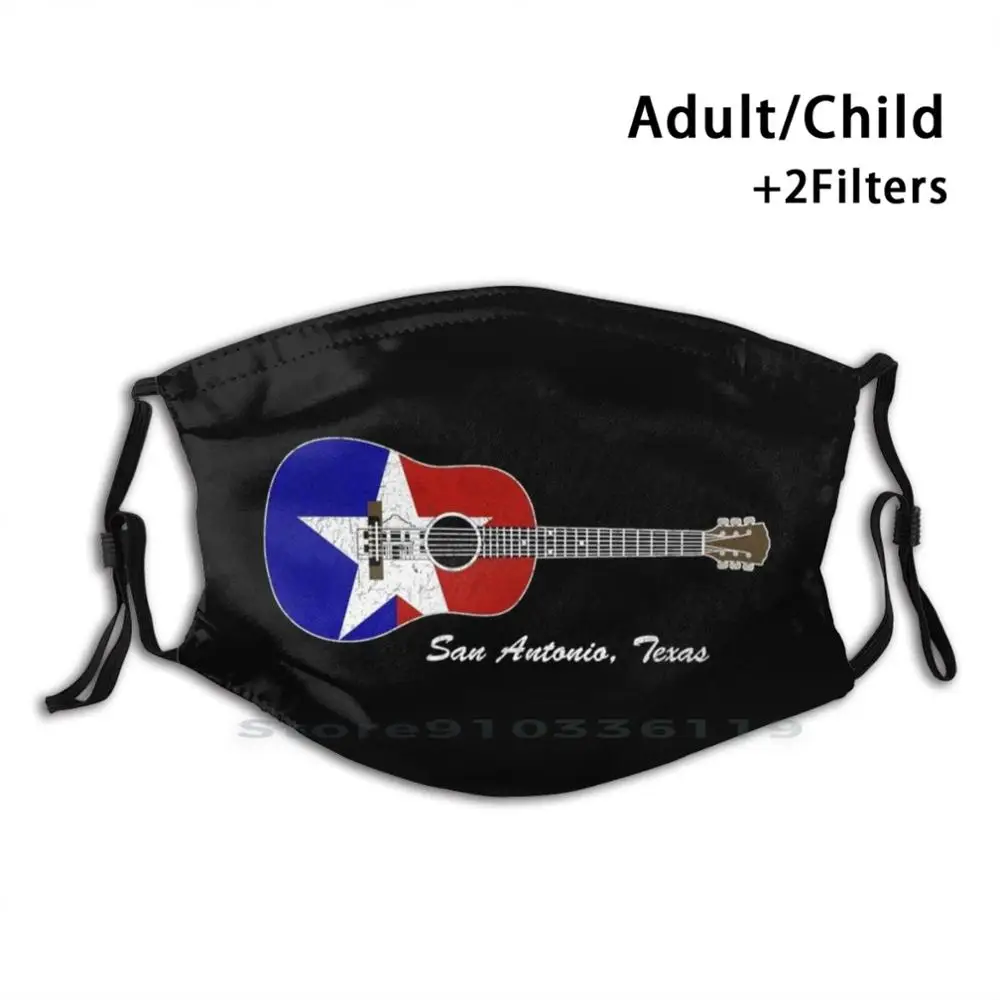 Винтажный дизайн гитары Сан-Антонио Техас для взрослых и детей моющаяся смешная