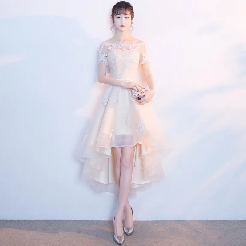 Элегантные платья qipao для выпускного вечера с вышивкой короткое спереди сзади