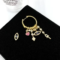 big design s925 gold needle devils eye heart shape lucky symbol earrings big brand ladies sweet earrings female gift