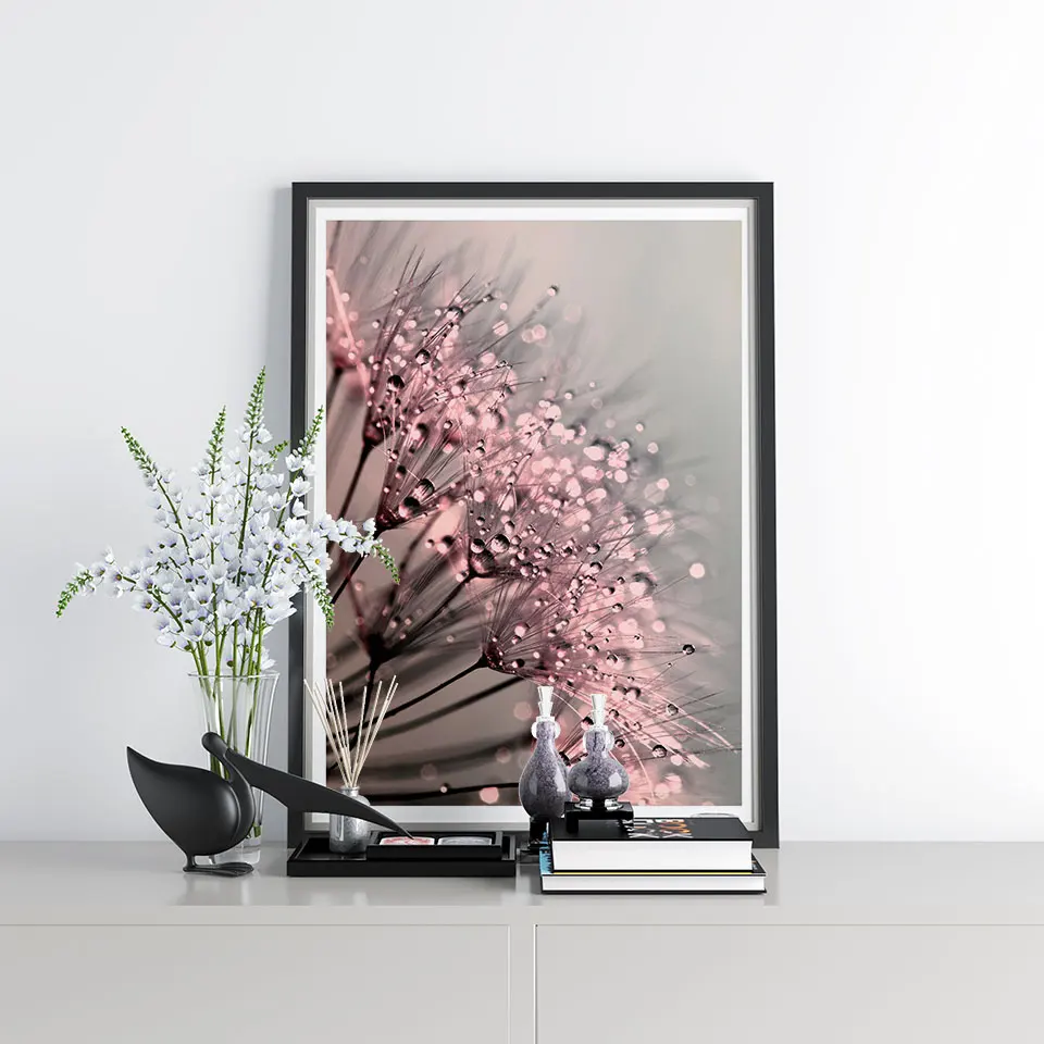 Плакат с одуванчиком росы планшетом Картина на холсте Цветы настенное искусство