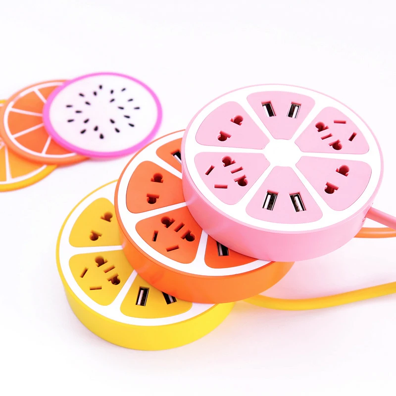 

Portable USB Socket Dock 4 USB Outlet 2 Regular Plug Port 2 Adapt Lemon Shape Charging Hub Station for Travel New Arriva