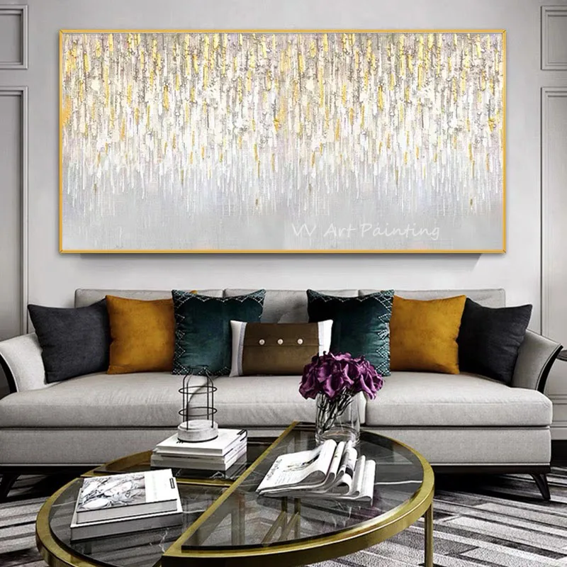 

Handmade simple gold foil modern large size Oil Painting On Canvas Handpainted Wall Art Best Pictures Gift Artwork Frameless