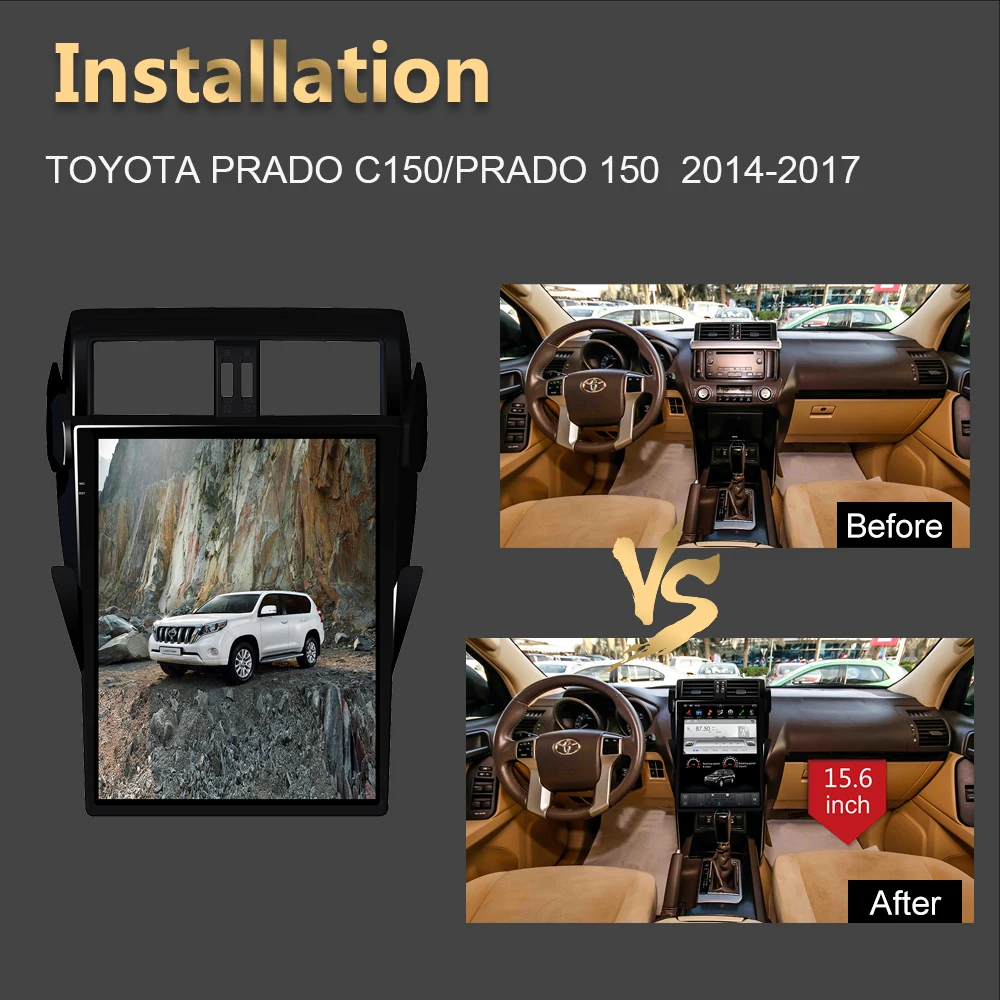 Автомобильный GPS-навигатор в стиле Tesla на Android для TOYOTA Prado/Land Cruiser 150/LC150 2014-2017