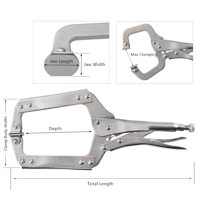 C Clamp weld Clip Woodwork Tenon Locator Grip Vise Lock Jaw Swivel Pad Wood Fix Plier 6/9/11/14 Inch Hand Tool | Инструменты