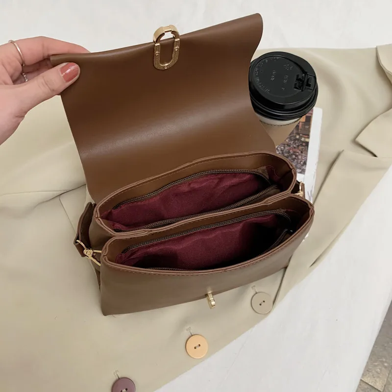 

Weave Shoulder Strap Square Bag for Women Trend Lock PU Shoulder Handbag Simple Lady High-quality Leather Crossbody Flap Bag Sac