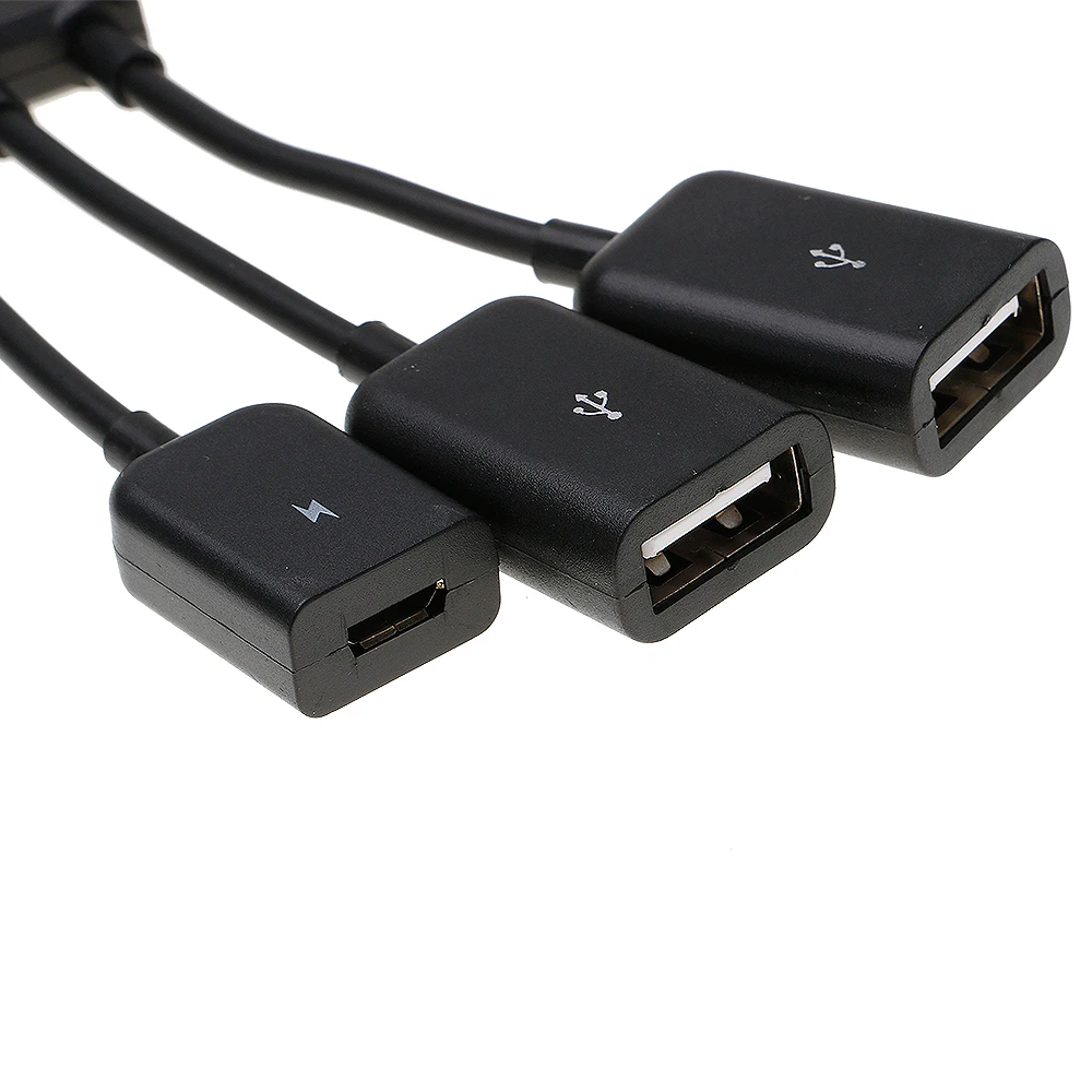 Спортивная видеокамера с разъемом Micro USB для 2-Порты и разъёмы USB 2,0 с 1-Порты и разъёмы микро-usb гнездо для зарядки адаптер для использования на ходу черного цвета из АБС-пластика: около 19 см