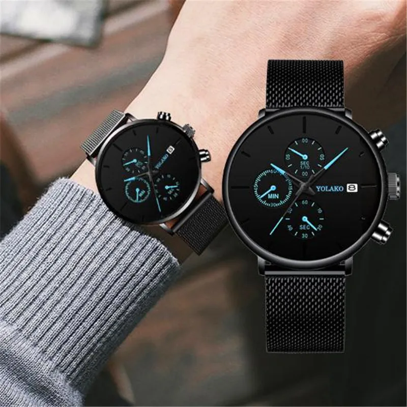 Кварцевые мужские часы с синим указателем повседневные брендовые 2020 новая мода