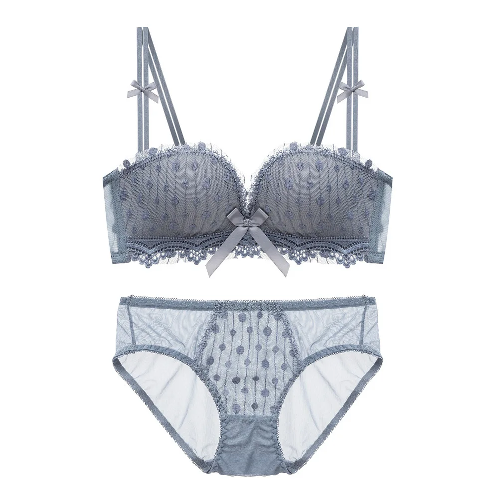 

New Lace Trim Underwear Female Small Breast Size Exaggerating Bra Girl Beauty Back and Push Up Adjusted without Rims Br